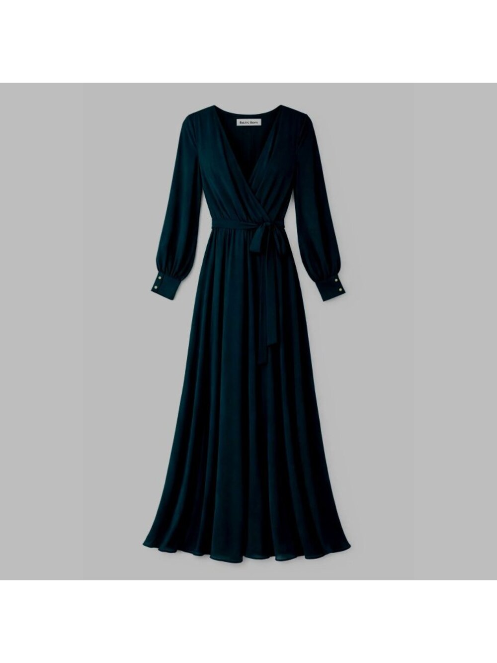 Baltic Born Lydia Maxi Dress Black Long sheer slv Gown Womens minimalist sz XS - Picture 2 of 8